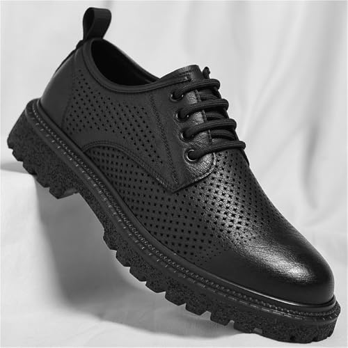 Men's Breathable Hollow-Out Leather Loafers Summer Business Casual Dress Shoes Thick Sole Comfortable Oxford Sandals for Men2