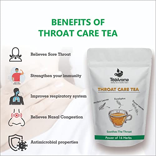 Tea Aroma - Making Tea A Healthy Habit Throat Care Tea - Mullein Leaves, Echinacea, Eucalyptus, Licorice root, Ginger root - 50 g