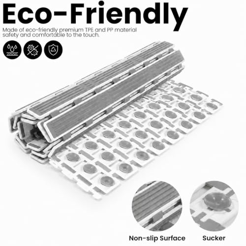Image of HomeCloud Non-Slip Shower Mat for Bathtub, Anti-Slip Bath Mat with Suction Cups, Drainage Holes & Foot Massage Exfoliating Surface (Vent L.Grey)