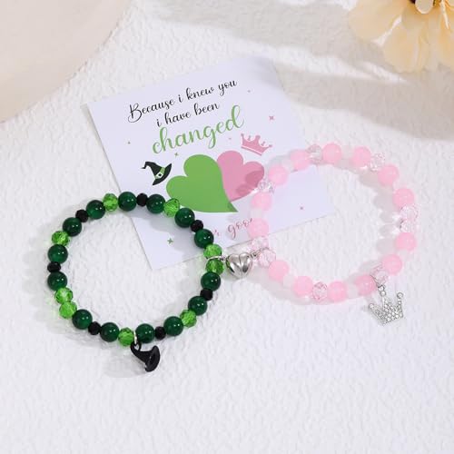 Image of Elphaba Glinda Friendship Matching Bracelets-Crown Witch Hat Matching Bracelets-BFF Couples Accessories Gifts for Bestfriend Couples Fans Party Dress Accessories