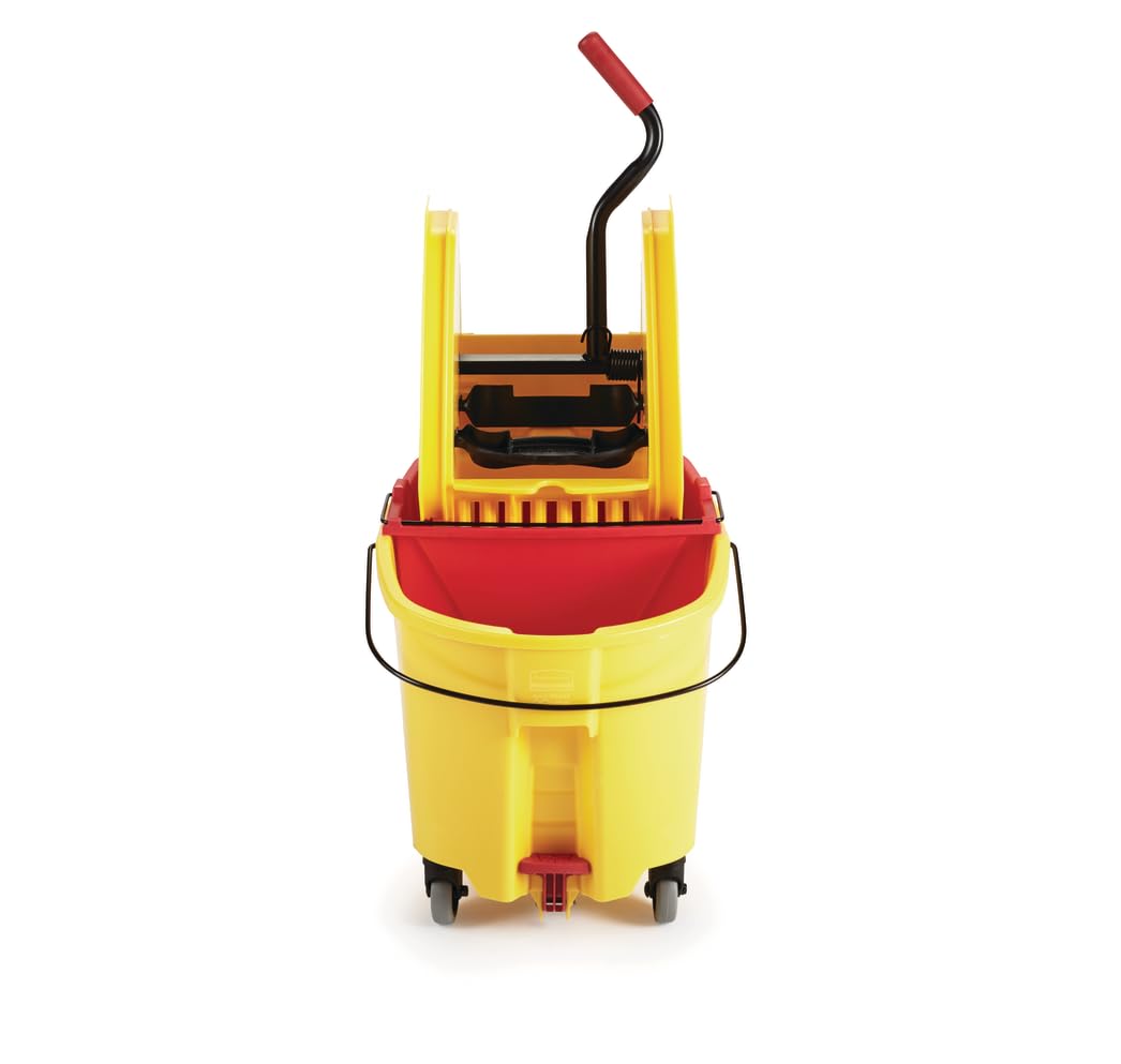 Rubbermaid Commercial Down Press Wringer for WaveBrake Buckets, 16-32 oz Capacity, Yellow, Heavy Duty Mopping/Cleaning for Professional/Janitorial Use