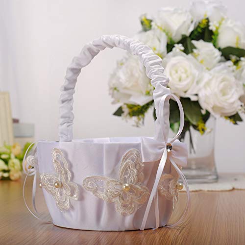 Flower Girl Basket Wedding Collection Traditional Ivory (NHL-03)