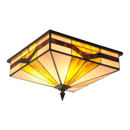 efperfect Vintage Style Ceiling Light Fixtures 15.7” Wide Stained Glass