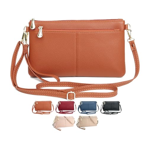Bolsas transversais para mulheres, carteira feminina bolsa de ombro para mulheres, carteira de pulso, bolsa de moedas, alça de ombro ajustável, Marrom, Bolsa tiracolo bolsa de pulso carteira bolsa de