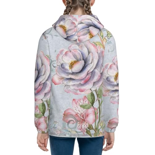 Vintage Rose Kids Pullover Hoodies Boys Sweatshirts Girls Athletic Clothes with Pocket4