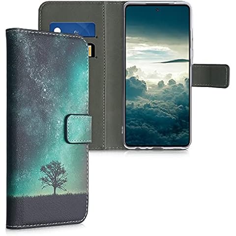 kwmobile Carcasa de Cuero sintético para Samsung Galaxy A52 / A52 5G / A52s 5G con Tarjetero y Stand - árbol y Estrellas Cover