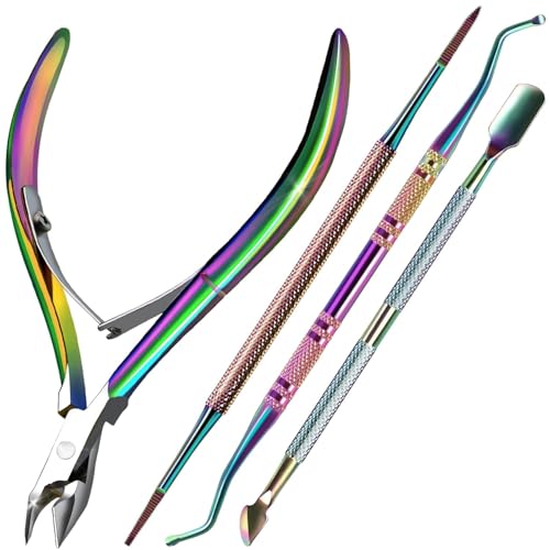 Cuticle Kit, 4 PCS Nail Care Kit, Manicure Pedicure Tools, Nail Cuticle Nippers, Ingrown Toenail Tools Kit, Toenail File and Lifters Stainless Steel, Nail Lifter, Nail Cuticle Pusher