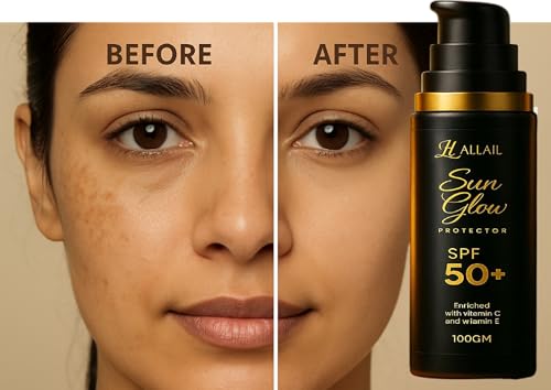 Image of ALLAIL SUN GLOW Protector Sunscreen, SPF 50+, Vitamin C and E Enriched, 100gm