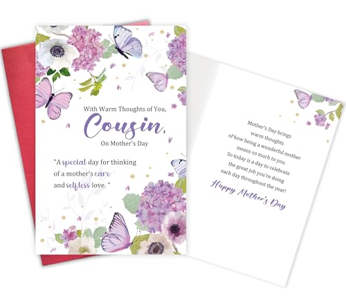 Gevinna Cute Mother's Day Card for Cousins, Cousin Mothers Day Greeting Card with Warm...