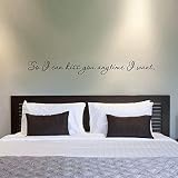 Stickers Muraux Citation Romantique Décor De Chambre À Coucher, Stickers Muraux En Vinyle Vous Embrasser Pour Chambre 180X23Cm
