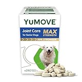 YuMOVE Max Strength Joint Supplement for Senior Dogs, Hip & Joint care with Glucosamine, Chondroitin & Green Lipped Mussel, Aged 8+, 240 Tablets