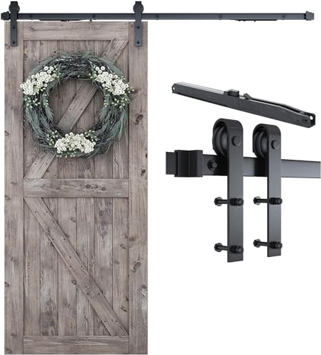 Image of 6.6ft Soft Close Heavy Duty Sturdy Sliding Barn Door Hardware Kit - Smoothly and Quietly - Simple and Easy to Install - Includes Step-By-Step Installation Instruction -Fit 36''-40 inch Door Panel(J Shape) | Smoothly and Quietly Sliding - Simple and Easy to Install-Includes Step-by-Step Installation Instruction, J Shape