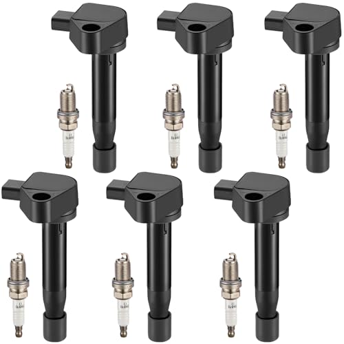 Image of Set of 6 UF242 Ignition Coil Pack and 4503 Spark Plugs Compatible with Acura 99-03 TL, 01-03 CL, Compatible with Honda 00-02 Accord, 99-07 Odyssey Replaces 30520P8EA01 C1221 GN10168 5C1013