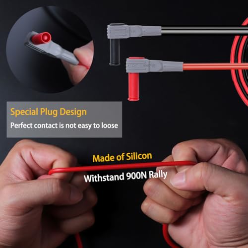 Image of TKDMR 18Pcs Soft Silicone Electrician Test Leads Kit CAT III 1000V & CAT IV 600V with Alligator Clips and Needle Probe,5 Colors Jumper Wires