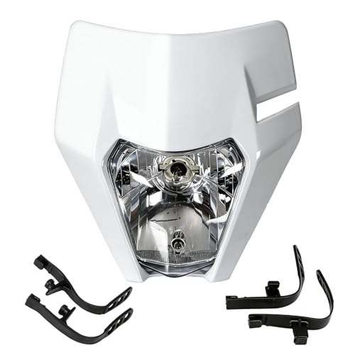 JFG RACING Plaque Phare Plaque Avant Moto Face Avant pour EXC250 SX250 SXF250 EXC450 SX350 SXF450 EXC525 640LC4 Dirt Bike Enduro ATV Scooters-Blanc