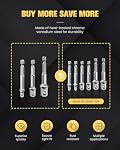 BOEN Impact Grade Socket Adapter Set, 3-PCS Drill Bit Adapter with Bit Holder, Sizes 1/4", 3/8", 1/2", 1/4-Inch SAE Hex Shank, Cr-V, for Cordless Drill & Screwdriver, Power Drill & Driver