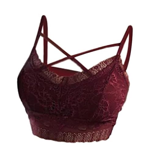 Hellery Kvinnor spets crop top bh bustier cami tank strand bralette bandeau vinröd
