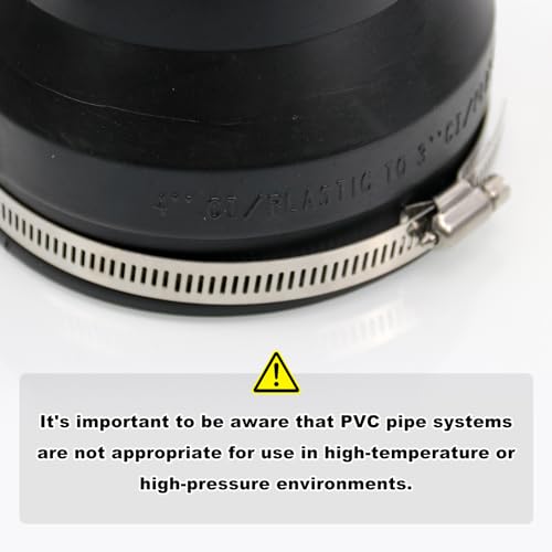 Image of RULLINE 4 inch to 3 inch Inch Black PVC Reducer Coupler with 2pcs Clamps RV Plumbing Fittings PVC Pipe Coupler Adapter RV Sewer Connection