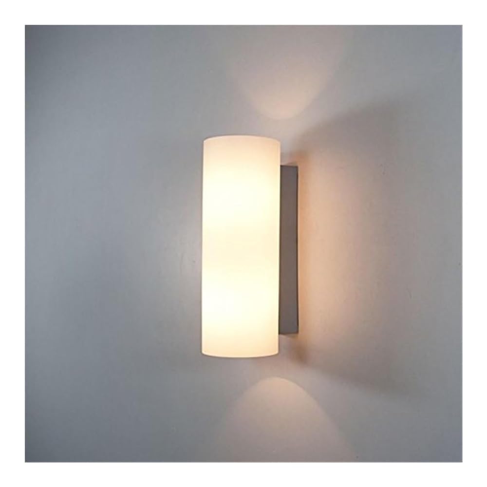 LUOYAOB Modern White Glass Wall Sconce Cylinder Wall Lamp E14 Wall Mounted Light Fixture Contemporary Indoor Lighting for Bedroom Bedside Living Room Hallway Balcony Entryway Decorative Wall Light