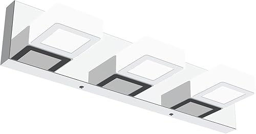 Ralbay - Luz LED atenuable moderna de 3 luces, de acero inoxidable y acrílico, accesorios de iluminación para tocador de baño