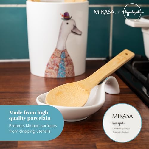 Mikasa Tipperleyhill Decorative Spoon Holder - Quirky Cat & Floral Porcelain Kitchen Utility for Countertops & Tables, Dishwasher Safe, 21 x 11 x 3cm - Image 3