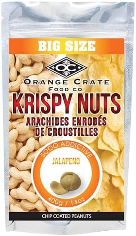 Orange Crate Food Company Jalapeno & Cheddar Krispy Nuts are A Highly Addictive Delicious Snack in A Big Bag and Makes a Great Gift.