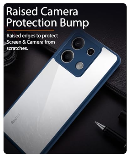 Image of WOW IMAGINE Shockproof Hybrid Back Cover for Xiaomi Mi Redmi Note 13 5G | Hard Slim fit Back Case | PC & TPU | Clear Transparent Case - Blue
