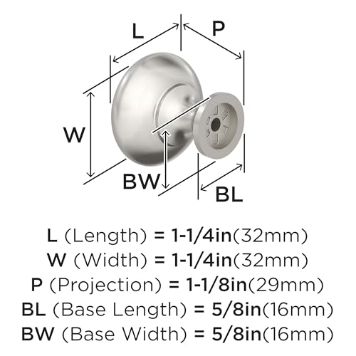 Image of Amerock 25 Pack 1-1 /4 inch Round Edona Satin Nickel Cabinet Knob