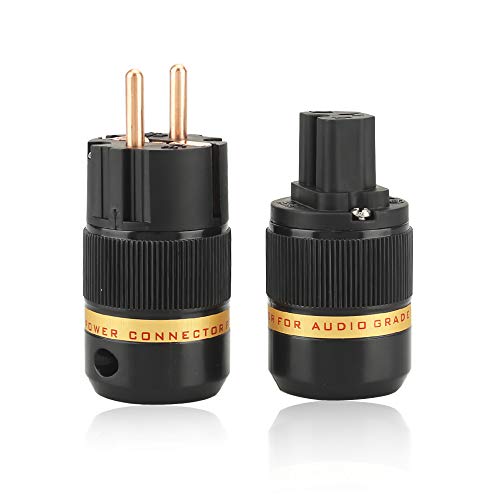Reines Rotes Kupfer Steckern,HighEnd Schukostecker+kaltgerÄtebuchse KaltgerÄtestecker Iec-socket Power Plug Für Subwoofer, Verstärker, Dv/AV