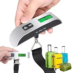 Balança de Mala Digital Portátil para Bagagem 50kg/110lbs - Gancho Resistente, Visor LCD, Alta Precisão - Ideal para Viagem, Mala, Pesca, Camping - Leve, Compacta, Fácil Uso, Bateria Inclusa, Durável