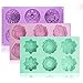 6-Cavity Large Flower Soap Molds, YuCool 3 Packs Mixed flowers Silicone for Homemade Soap Cake Chocolate Cupcake - Purple Green Pink