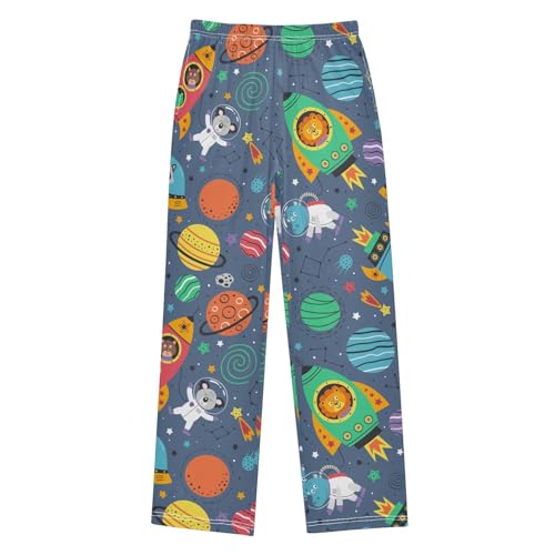 ZZXXB Bear Raccoon Astronaut Boys Long Pants Soft Trousers Elastic Waist Kids Lounge Bottoms with Pockets S-XL