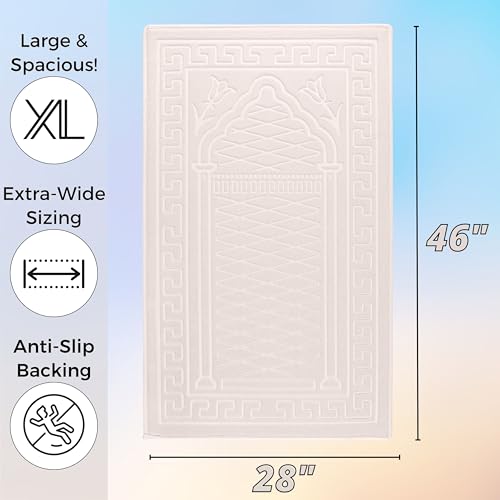 Sacred Artisans Prayer Mat | Padded Muslim Prayer Rug with Thick Foam, Soft Velvet, Gift for Ramadan (Silk Cream)