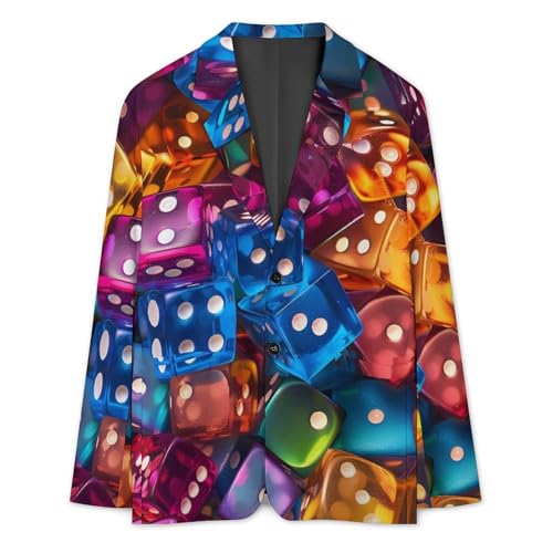 Colorful Dice Men's Classic Fit Suit Two Button Blazer Business Coat Tuxedo for Wedding Dinner3
