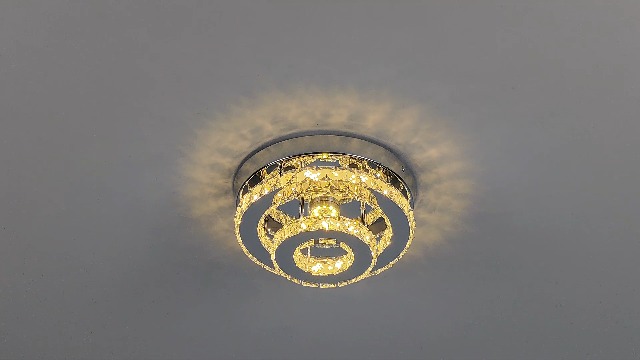 Image of 9.8 inch 2-Tier Rotundity Semi Flush Mount Led Crystal Ceiling Light