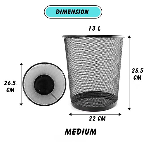 Image of GoodWill Tech Metal Mesh Waste Dustbin, Pack of 2 for Home /Kitchen - Medium (13L) Black