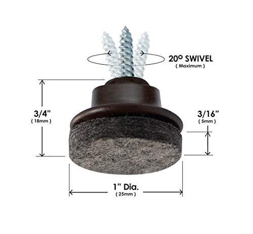 Gorillafelt Swivel Glide Felt Sliders For Chairs (16 Pack) Screw-On Floor Protectors For Angled Furniture Legs, 1 Inch Round Felt Glides, Cb259-16 #TOP4