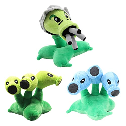 Laruokivi 3 piezas Gatling Peashooter & Snow Threepeater & Green Threepeater Juguetes de peluche Set Plantas Fruta Suave Peluche Muñeca Regalo
