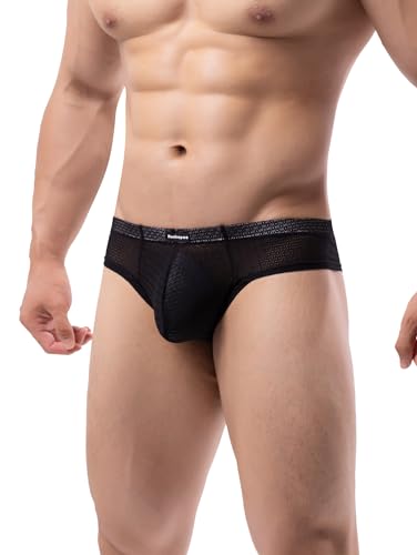 Men's Cheeky Bulge Pouch Thong Underwear Sexy See Through Lace Boxer Briefs Trunks2