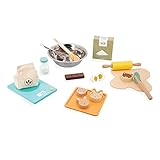 DIVERSOS APRENDIZAJES: Pesar y medir los ingredientes, batir, mezclar, estirar, espolvorear, cortar al identificar estos gestos de cocina, el niño desarrolla su motricidad fina y aprende a organizarse; además se estimulan sus sentidos gracias a los diferentes colores, materiales y efectos sonoros de los elementos (utensilios de metal, alimentos de madera, masa de fieltro, velcro del huevo)