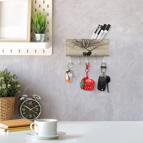 Fácil instalación para este estante de pared de granja con 5 ganchos 8