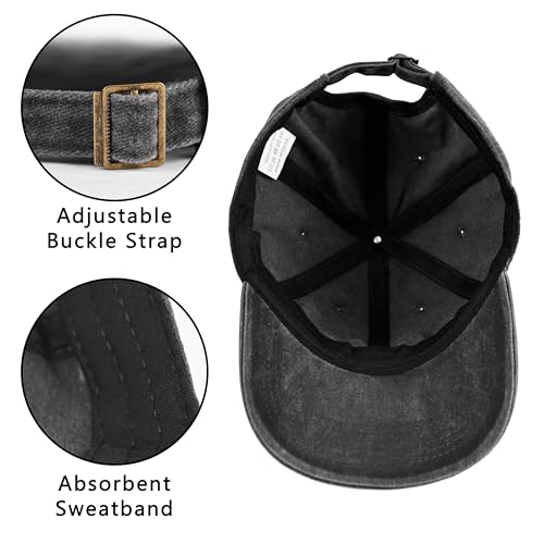 Image of Embroidered Baseball Cap for Women Men Vintage Adjustable Washed Distressed Denim Baseball Hat