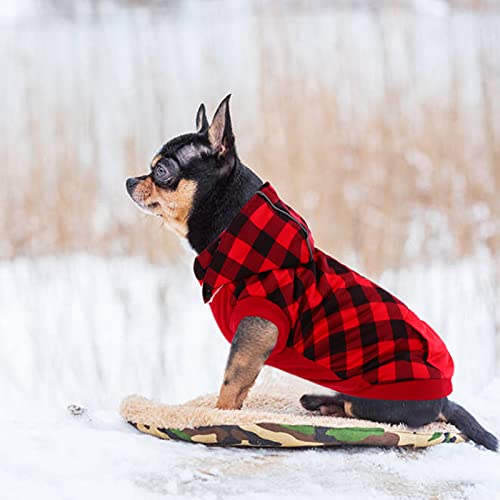 Idomik Dog Winter Coat/Hoodie With Removable Hat, British Plaid Dog Cold Weather Jacket/Clothes For Small Medium Large Breeds, Warm Plush Lined Girl Boy Vest With Pocket Cozy Hooded Pet Apparel/Outfit #TOP6