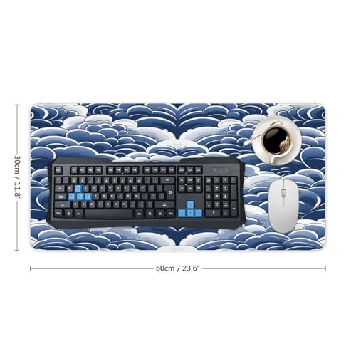 Pad mouse grande antideslizante azul y blanco 30x60cm miniatura 2