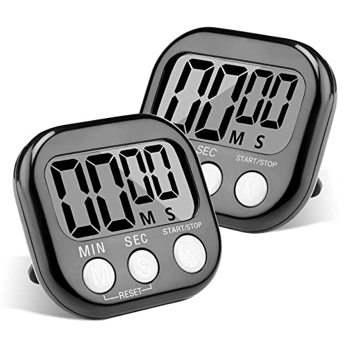 2 PCS Kitchen Timer Magnetic, Digital Timer with Loud Alarm for Kids, Time Timer with Stand for Study,Work,Exercise,Cooking