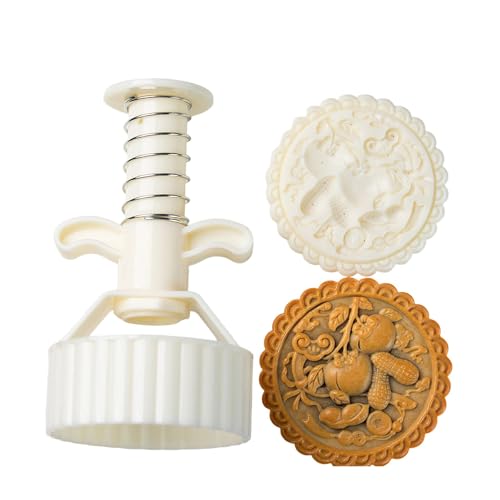 容量ケーキプレスツール伝統的な中国のドラゴンと翡翠のパターン食品グレードのベーキングアクセサリー型、簡単に掃除できるフロント付き