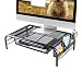 Halter Mesh Monitor Stand Riser & Computer Desk Organizer Black Shelf - with Pull Out Drawer & Side Compartment - for Laptop, iMac, Screens, Keyboard & Printer Holder - Metal (Riser 1 Pack)