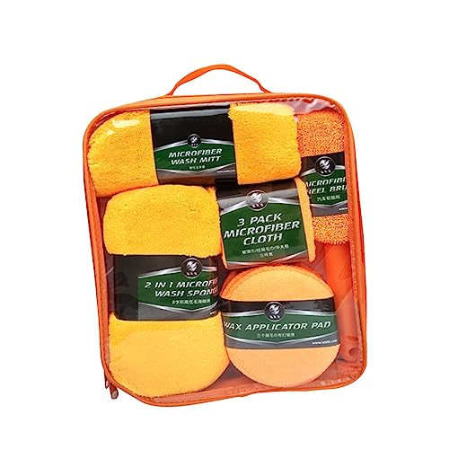 Anneome Car Wash Mitts Brush Set 9pc Cleaning Kit Sponge Pad Cloth for Cars Trucks Boats
