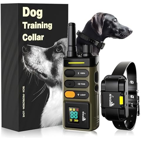 My Pet Command Long Range Dog Training Collar with Remote 1 Mile/5280 Ft Safe Shock, Vibrate, Tone collar with Flashing Beacon Lights Rechargeable Waterproof Dog collar with remote add Up to 2 Collars Cover