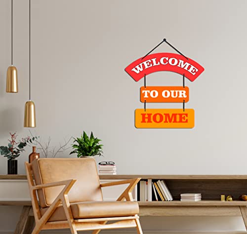 Image of Expleasia, Exuberant & Luxury Decor Decorative Wall Hanging Wooden Decoration Item for Home Office Living Room Bedroom Decoration Items Home Decor Gift Items (Welcome to our home)